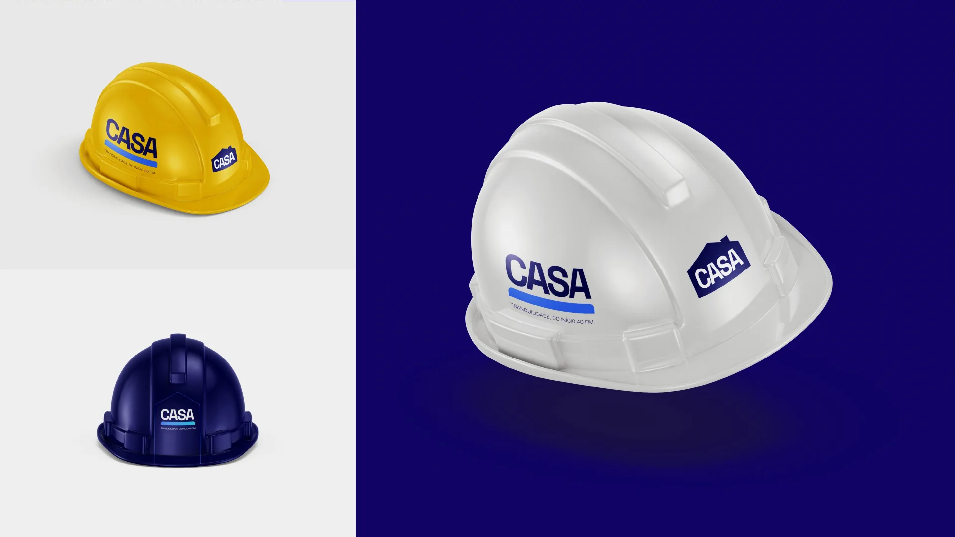 Capacetes de obra com o logotipo CASA.